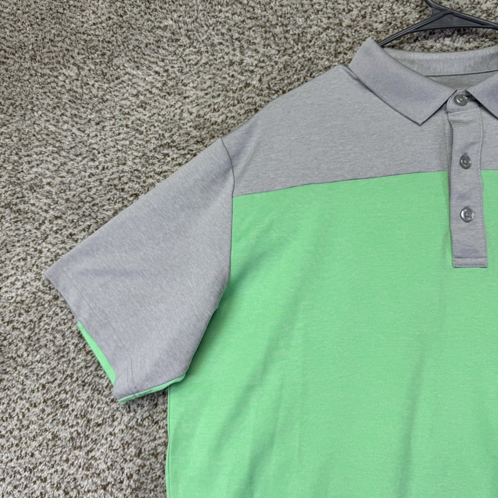 Callaway Polo Shirt Men's Large Opti-Dri Green‎ Gray Color Block Golf Stretch - Picture 4 of 12